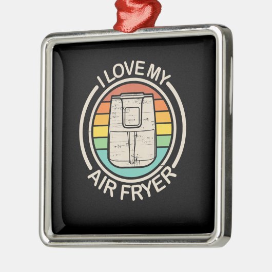 私は私のエアフライヤーギフトクール料理愛好家のギフトが大好き メタルオーナメント (左)