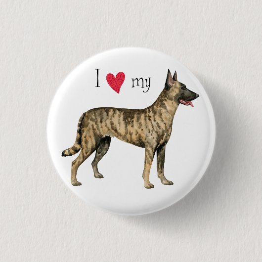 私は私のオランダ羊飼いを愛する 缶バッジ (正面)