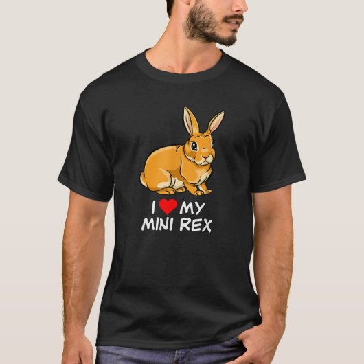 私は私のオレンジミニレックスウサギが大好き Tシャツ (正面)