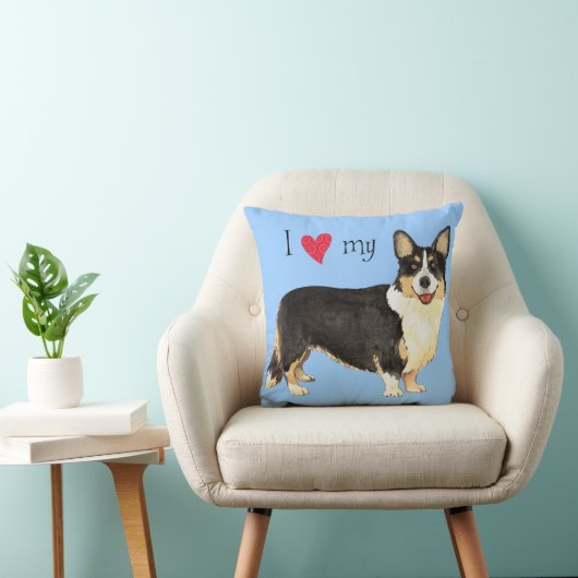 私は私のカーディガンのウェルシュコーギーを愛します クッション (椅子)