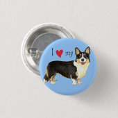 私は私のカーディガンのウェルシュコーギーを愛します 缶バッジ (正面&裏面)