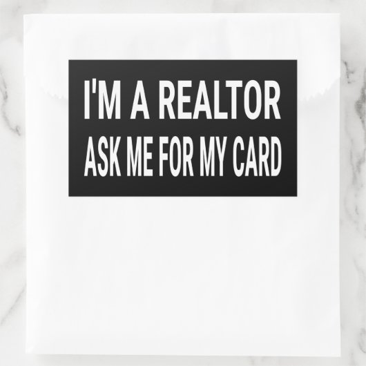 私は私のカード頼の不動産仲介業者である 長方形シール (バッグ)