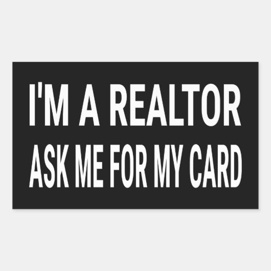 私は私のカード頼の不動産仲介業者である 長方形シール (正面)