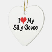 私は私のガチョウが大好間抜けき セラミックオーナメント (左)