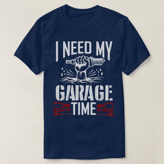 私は私のガレージタイムカーガレージカー整備士 Tシャツ (デザイン正面)