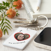 私は私のガールフレンドが大好きカスタムフォト文字 キーホルダー (正面右)
