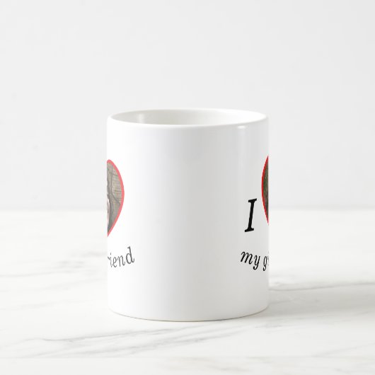 私は私のガールフレンドが大好きカスタムフォト文字 コーヒーマグカップ (中央)
