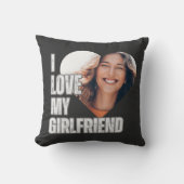 私は私のガールフレンドが大好きハート写真ボーイフレンドのギフト クッション (正面)