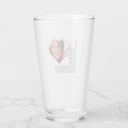 私は私のガールフレンドが大好きハート写真ボーイフレンドのギフト タンブラーグラス (裏面)