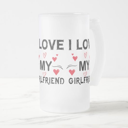 私は私のガールフレンドが大好き – バレンタインの日ロマンおもしろいマン フロストグラスビールジョッキ (正面右)
