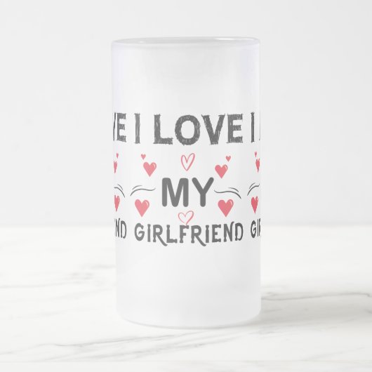 私は私のガールフレンドが大好き – バレンタインの日ロマンおもしろいマン フロストグラスビールジョッキ (中央)