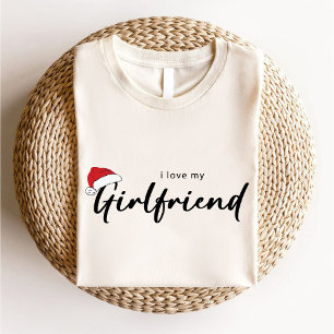 私は私のガールフレンドのクリスマストレンディー白が大好き Tシャツ