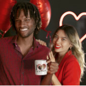 私は私のガールフレンドのハートの写真がカスタム大好き コーヒーマグカップ