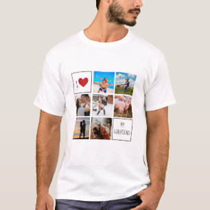 私は私のガールフレンドのハートコラージュのカップルが大好き Tシャツ