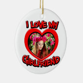 私は私のガールフレンドのバブル赤いハート写真 セラミックオーナメント (右)