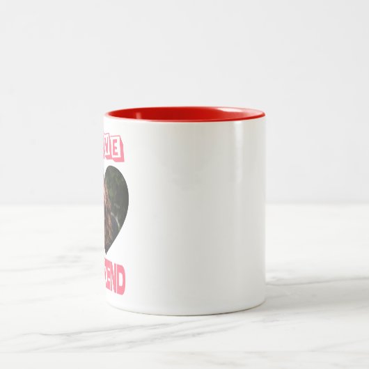 私は私のガールフレンドのピンクのハート写真が大好カスタムき ツートーンマグカップ (中央)