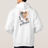 私は私のガールフレンドのピンクの写真の前後が大好き パーカ (裏面)