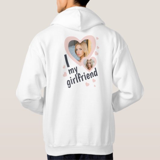 私は私のガールフレンドのピンクの写真の前後が大好き パーカ (裏面)