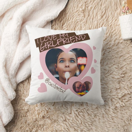 私は私のガールフレンドのピンクの茶色の写真y2kかわいい クッション (ブランケット)