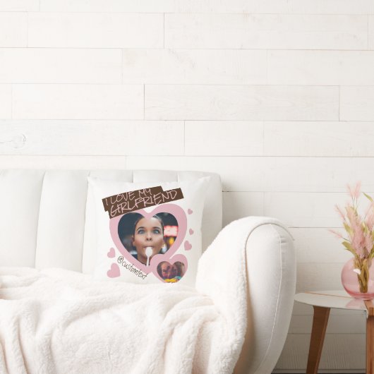 私は私のガールフレンドのピンクの茶色の写真y2kかわいい クッション (ソファ)