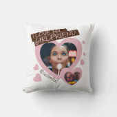 私は私のガールフレンドのピンクの茶色の写真y2kかわいい クッション (正面)