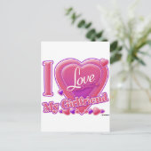 私は私のガールフレンドのピンク/紫が大好き – ハート ポストカード (スタンド正面)