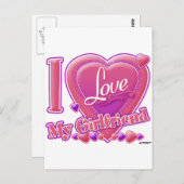 私は私のガールフレンドのピンク/紫が大好き – ハート ポストカード (正面/裏面)