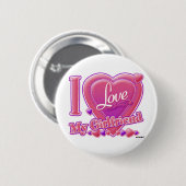 私は私のガールフレンドのピンク/紫が大好き – ハート 缶バッジ (正面&裏面)