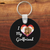 私は私のガールフレンドのレズプライドカスタム写真 キーホルダー (正面)