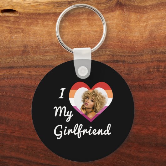 私は私のガールフレンドのレズプライドカスタム写真 キーホルダー (正面)