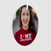 私は私のガールフレンドの写真が大好カスタムき オーナメント (正面)