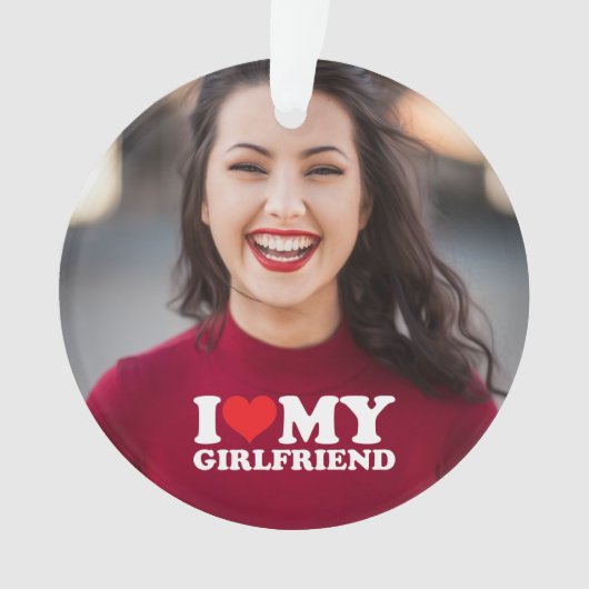 私は私のガールフレンドの写真が大好カスタムき オーナメント (正面)