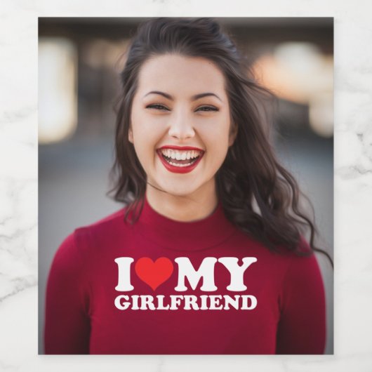 私は私のガールフレンドの写真が大好カスタムき ワインラベル (シングルラベル)