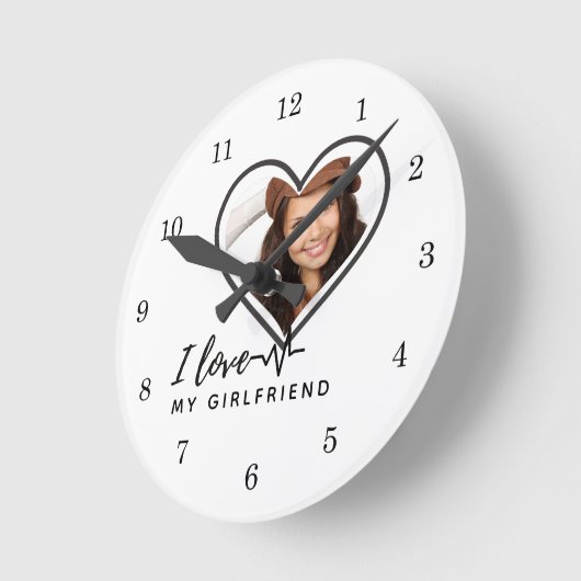 私は私のガールフレンドの写真のギフトが大好きパーソナライズされた ラウンド壁時計 (傾斜)