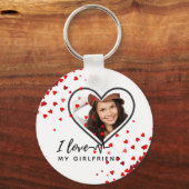 私は私のガールフレンドの写真のギフトのハートを愛していパーソナライズされたる キーホルダー (正面)