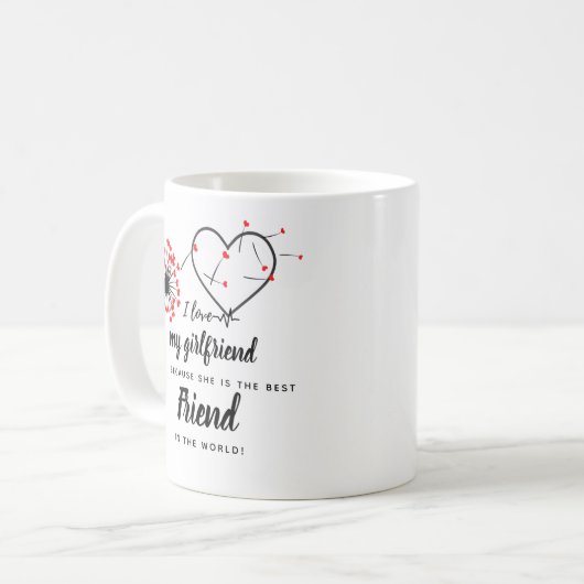 私は私のガールフレンドの写真のギフトのハートを愛していパーソナライズされたる コーヒーマグカップ (正面左)