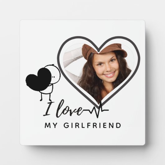 私は私のガールフレンドの写真のギフトのハートを愛していパーソナライズされたる フォトプラーク (正面)