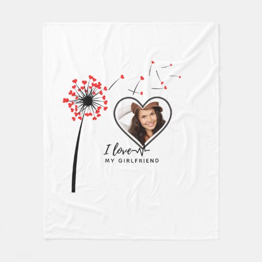 私は私のガールフレンドの写真のギフトのハートを愛していパーソナライズされたる フリースブランケット (正面)