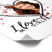 私は私のガールフレンドの写真のギフトのハートを愛していパーソナライズされたる ポスター (角)