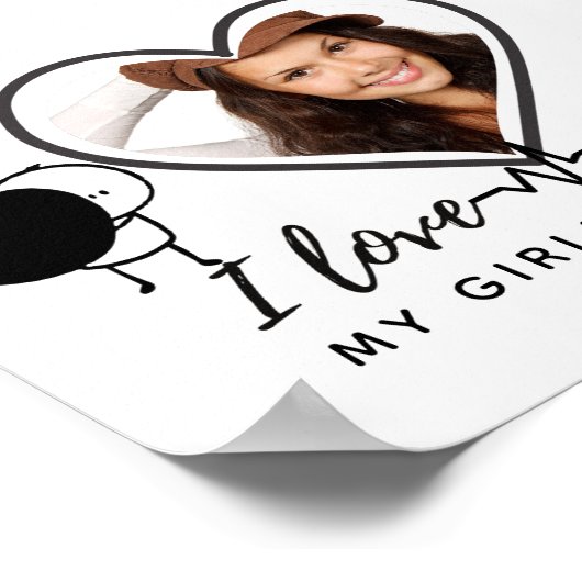 私は私のガールフレンドの写真のギフトのハートを愛していパーソナライズされたる ポスター (角)