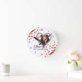 私は私のガールフレンドの写真のギフトのハートを愛していパーソナライズされたる ラウンド壁時計 (ホーム)