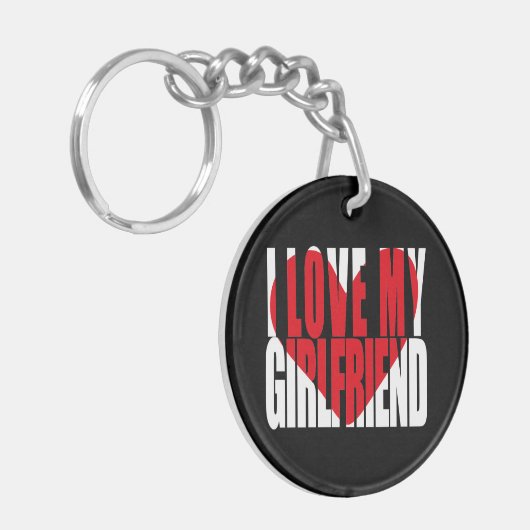 私は私のガールフレンドの写真を愛していカスタムる キーホルダー (正面左)