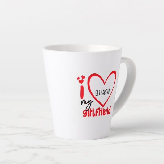 私は私のガールフレンドの写真ギフトが大好き カフェラテマグ (右アングル)