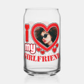私は私のガールフレンドの写真パーソナライズされた文字が大好き ガラス缶 (正面)