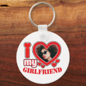 私は私のガールフレンドの写真パーソナライズされた文字が大好き キーホルダー (正面)