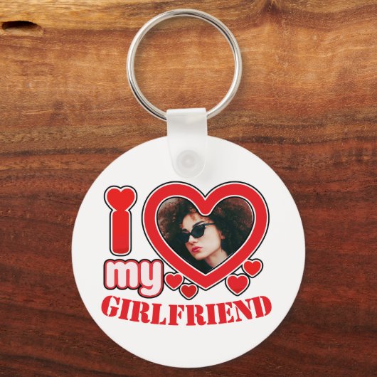 私は私のガールフレンドの写真パーソナライズされた文字が大好き キーホルダー (正面)