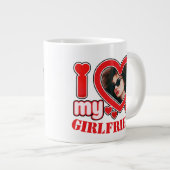 私は私のガールフレンドの写真パーソナライズされた文字が大好き ジャンボコーヒーマグカップ (正面右)