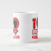 私は私のガールフレンドの写真パーソナライズされた文字が大好き ジャンボコーヒーマグカップ (正面)