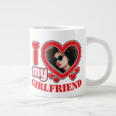 私は私のガールフレンドの写真パーソナライズされた文字が大好き ジャンボコーヒーマグカップ (右)