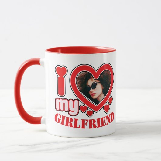 私は私のガールフレンドの写真パーソナライズされた文字が大好き マグカップ (左)
